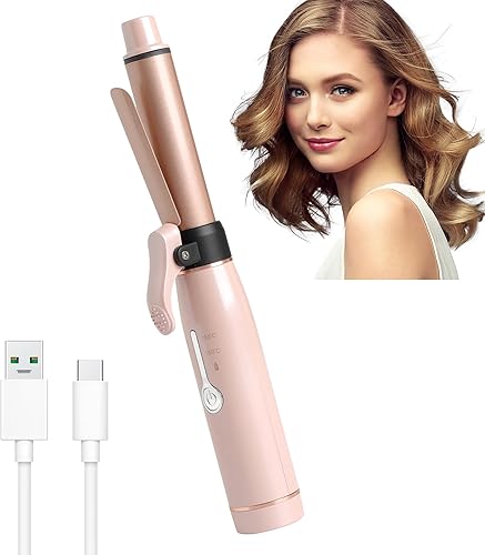 Rizador pequeño inalámbrico de barril de 34 pulgadas, mini rizador de pelo para cabello corto, varita rizadora de cerámica para rizos apretados,
