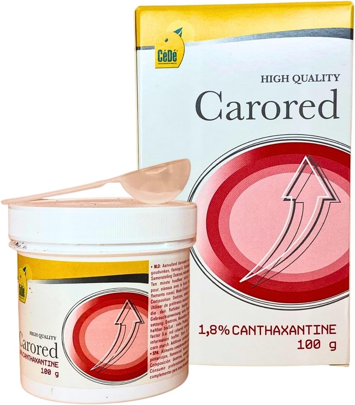 CéDé Carored Bird Food 100g, Rich in Protein, Ideal for Canaries, Flamingos and Cardinals, with Canthaxanthin to Enhance the Red Color, Treats and Nutrition for Birds, Canary Food