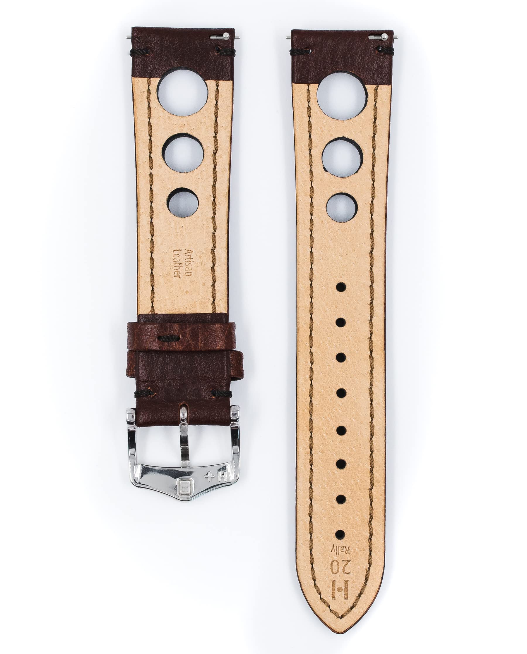 HIRSCH Unisex Uhrenarmband Büffelkalb Modell Rally 18 mm Braun