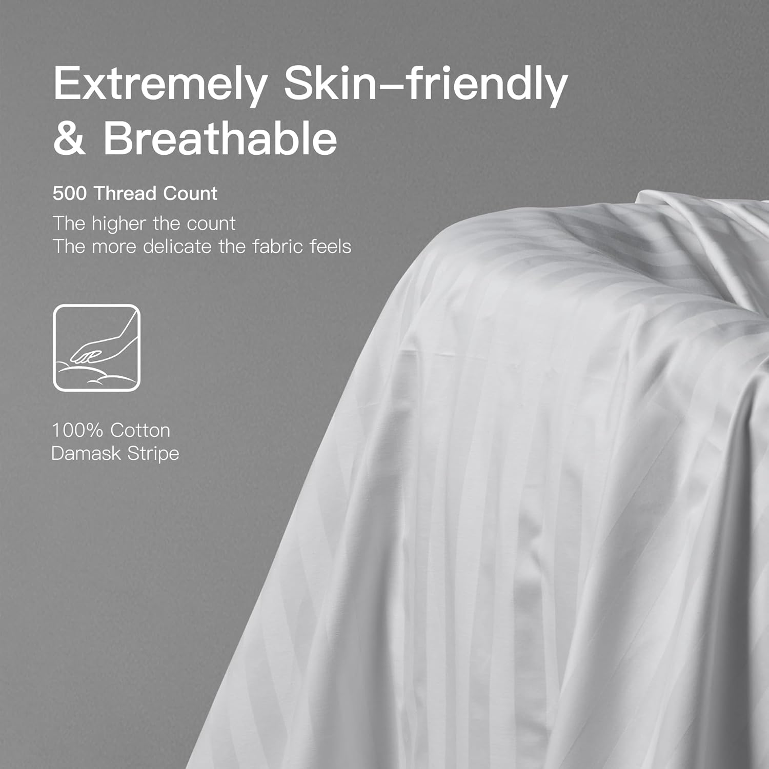 Hotel Grand Goose Down Comforter Duvet Insert Twin - Made in USA，Ultra Soft Striped Pattern Cotton Cover Fabric Fluffy， Hypoallergenic，500 Thread Count，650 Fill Power，All Season Warmth 68x90 Inches