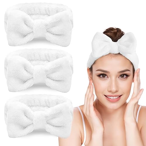 Paquete de 6bandas para el cabello con moño, para maquillaje facial, suaves, de polar, para la ducha y para lavarte la cara