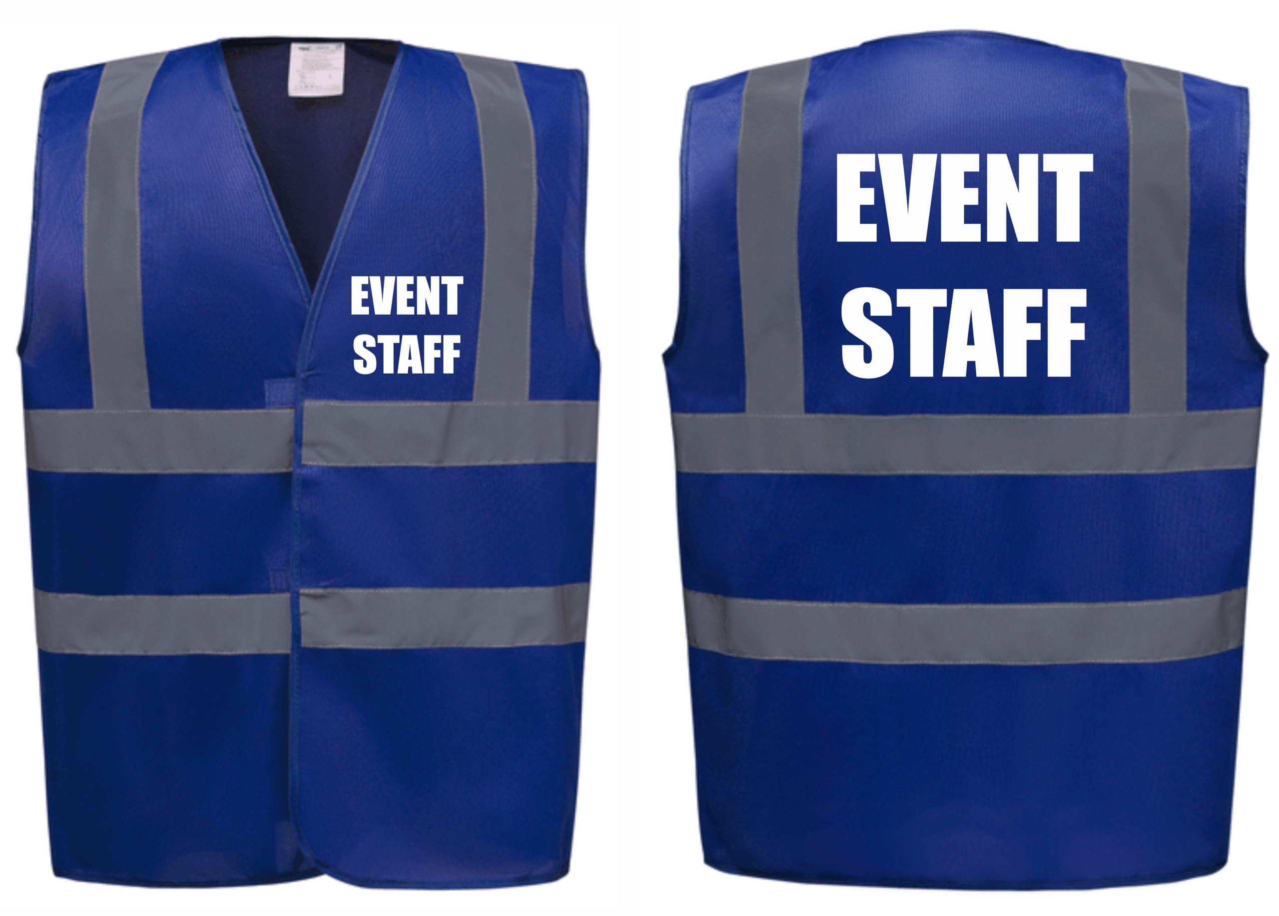 Brook Hi Vis Premium Safety Vest - EVENT STAFF Printed Front & Back, Event Management High Viz Waistcoat, Available in 14 Colours, Festivals (UK, Alpha, XXL, Regular, Regular, Blue)