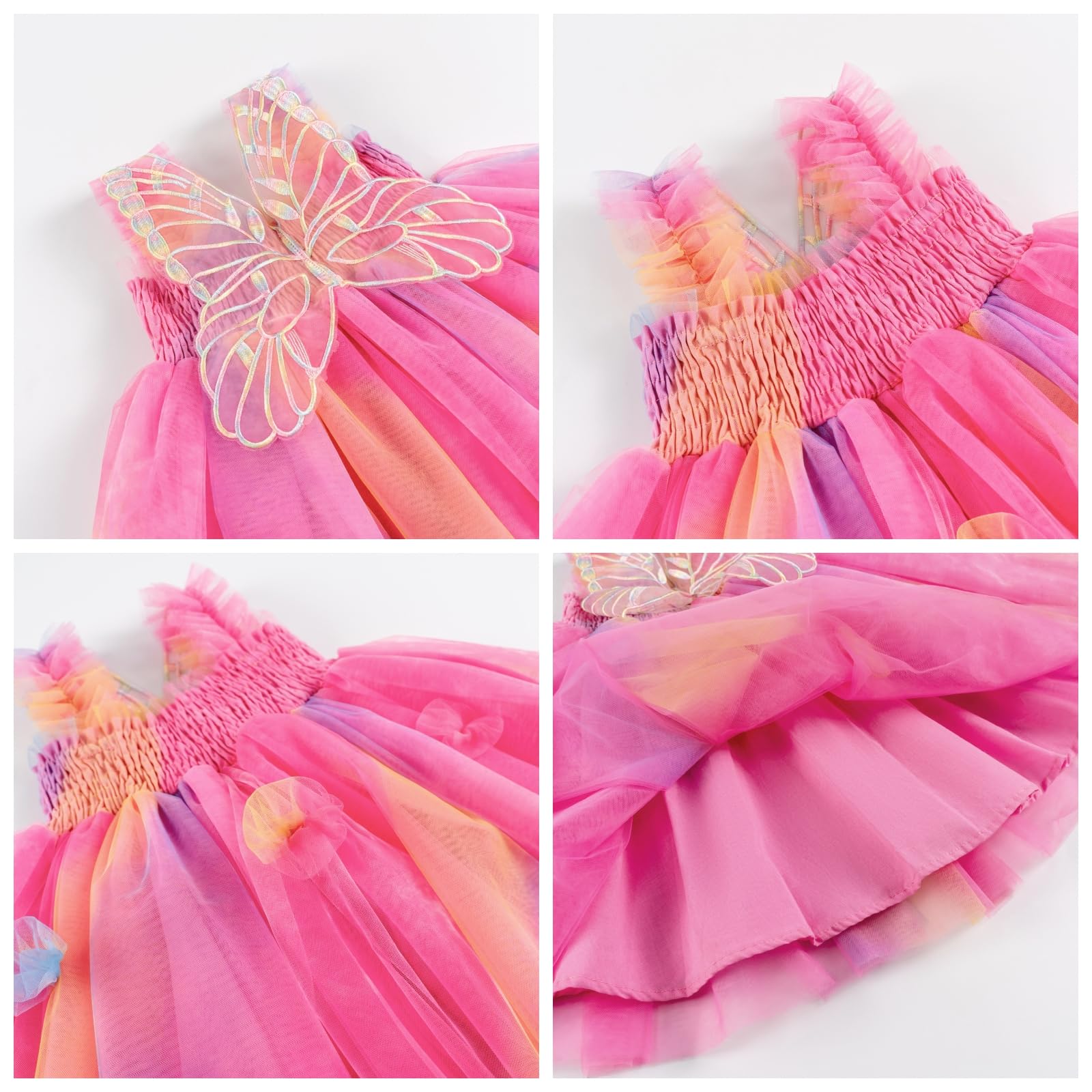 Miipat Bambina Abitini Tulle Farfalla Senza Maniche Abiti Estivi Neonate Bambine Principessa tutù Vestito Floreali Festa di Nozze Abito di Compleanno per la Ragazza