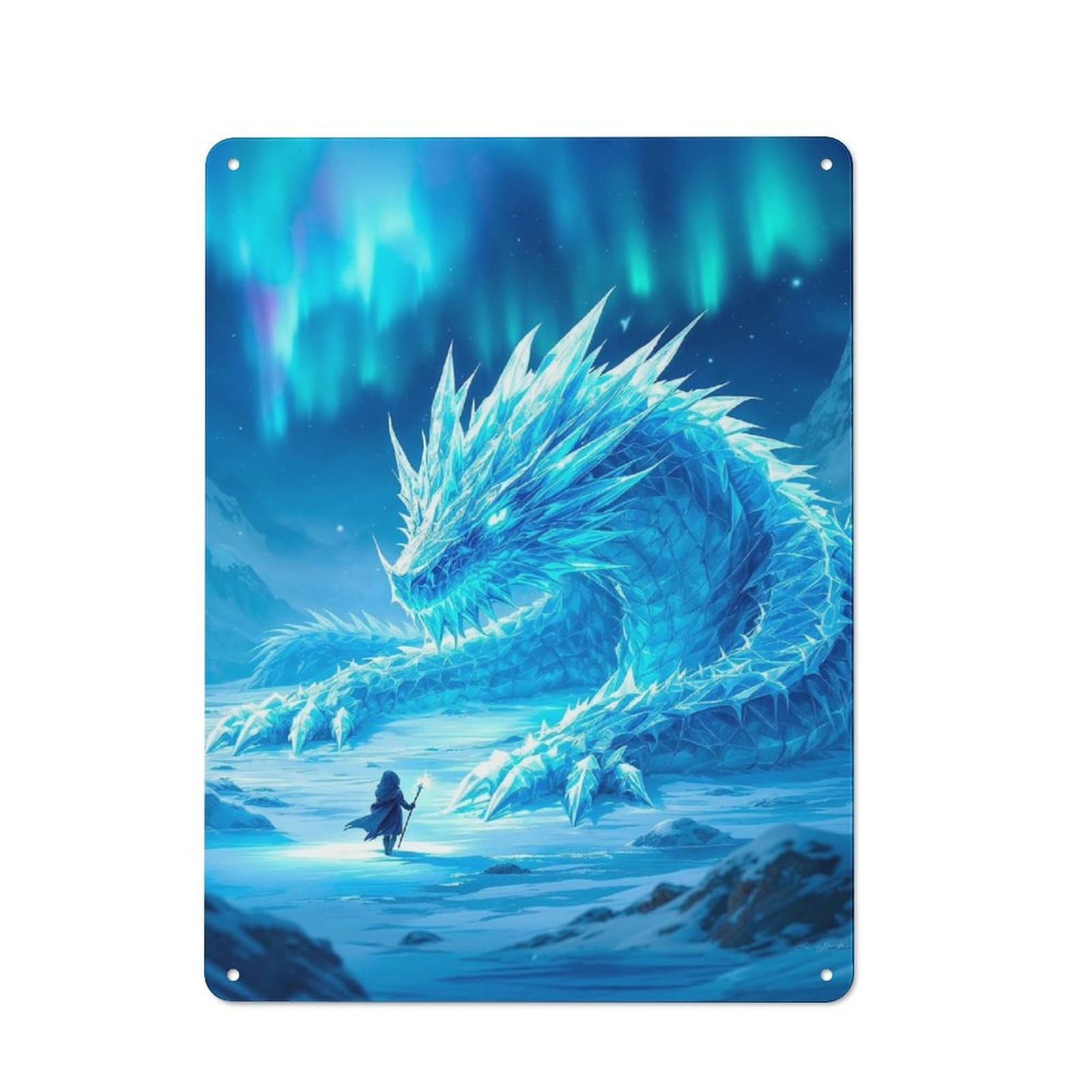 Understated Office Metal Sign 40x30cm Featuring Ice Dragon Encounter, Studio Wall Plaque for Office, Study, Studio Or Hallway