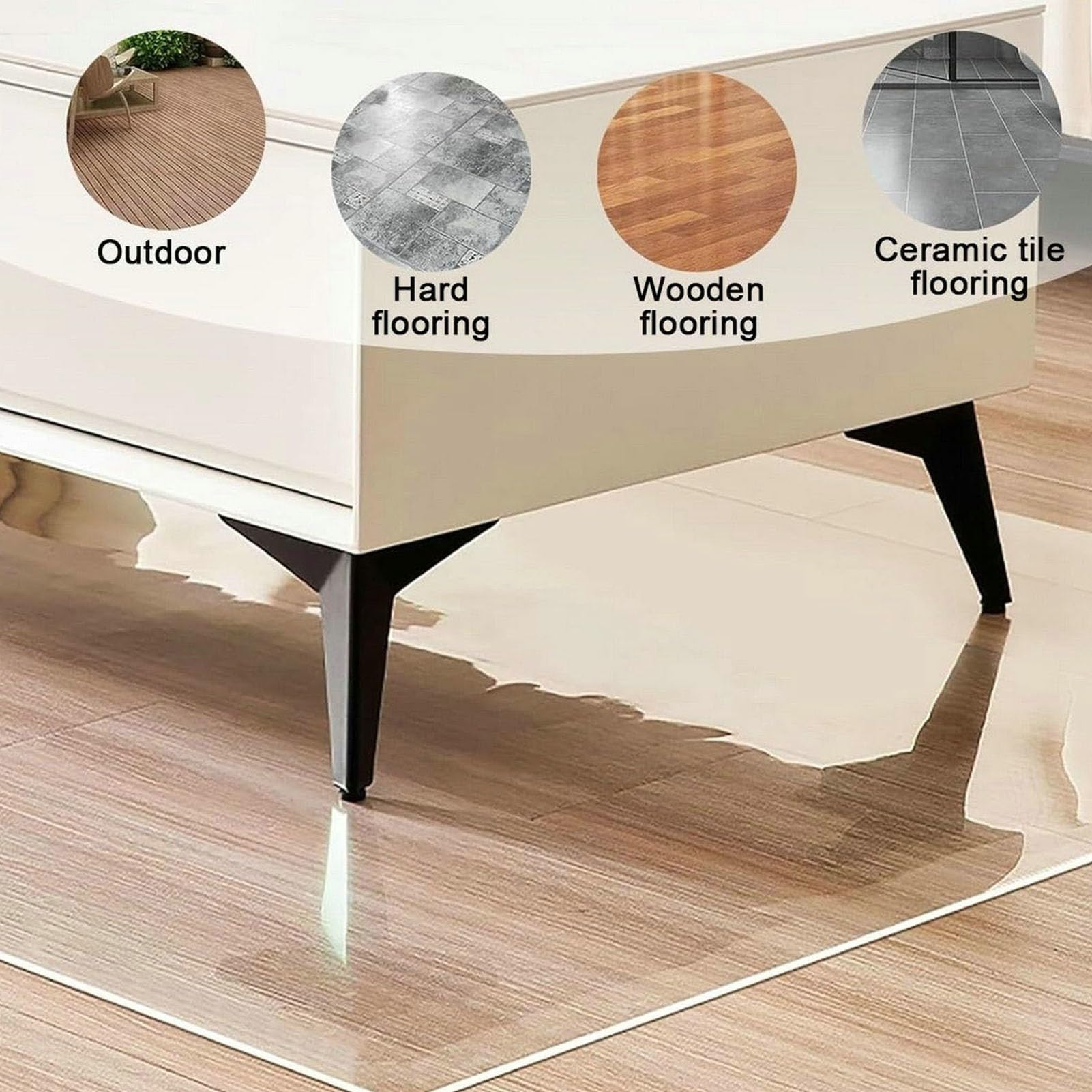 Tapis de protection de sol antidérapant en PVC transparent de 2 mm pour sols durs, résistant aux rayures, idéal pour la maison, le bureau et les études, protège les sols en bois