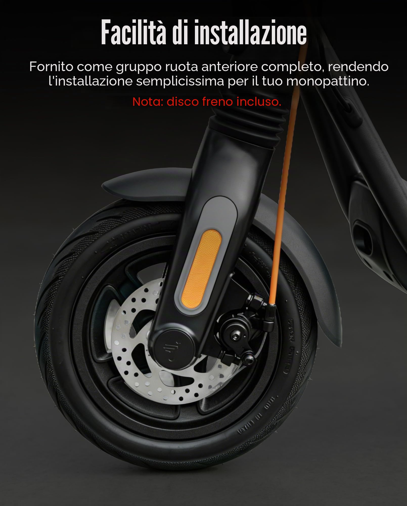 Assemblaggio ruote anteriori 60/70-6.5 compatibile con Segway Ninebot F2 / F2Plus / F2 Pro, ruote anteriori complete da 10 pollici, con pneumatici a vuoto e parti originali del hub ABS
