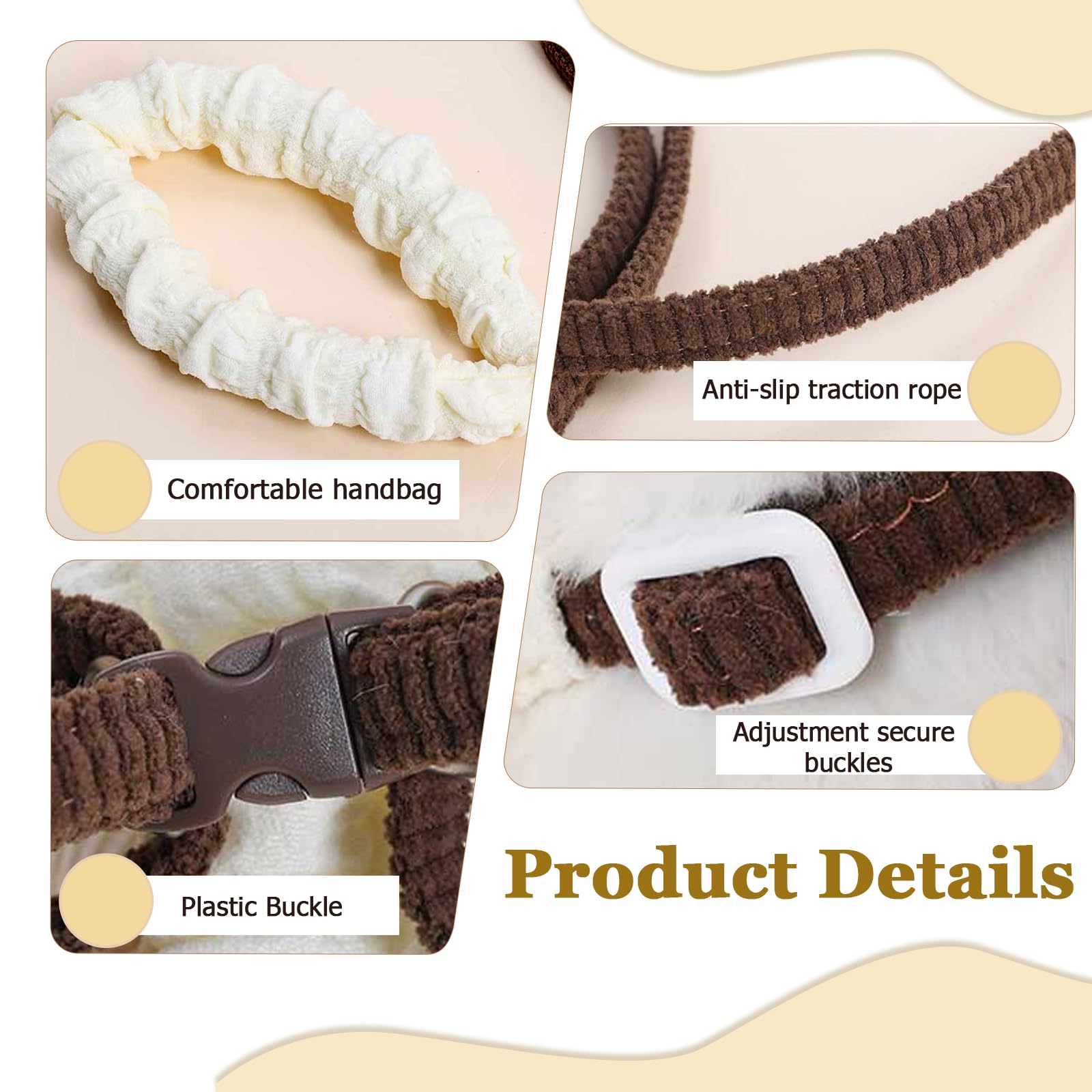 Katzengeschirr und Leine, Set mit Blumenmuster, H-Stil, niedlich, verstellbar, weich, ausbruchsicher, für Spaziergänge, kleine Hunde und Katzen, Beige und Braun