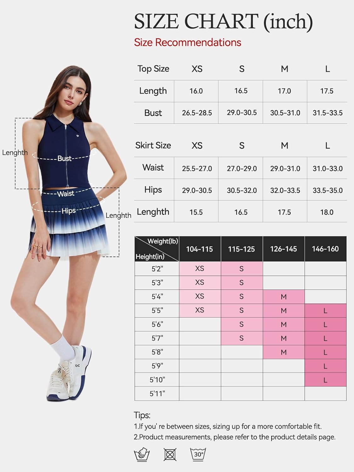 Tennis Skirt Set for Women Two Piece Golf Pickleball Outfits Double Ruffle Pleated Athletic Skirts Sets with Pockets - Image 6