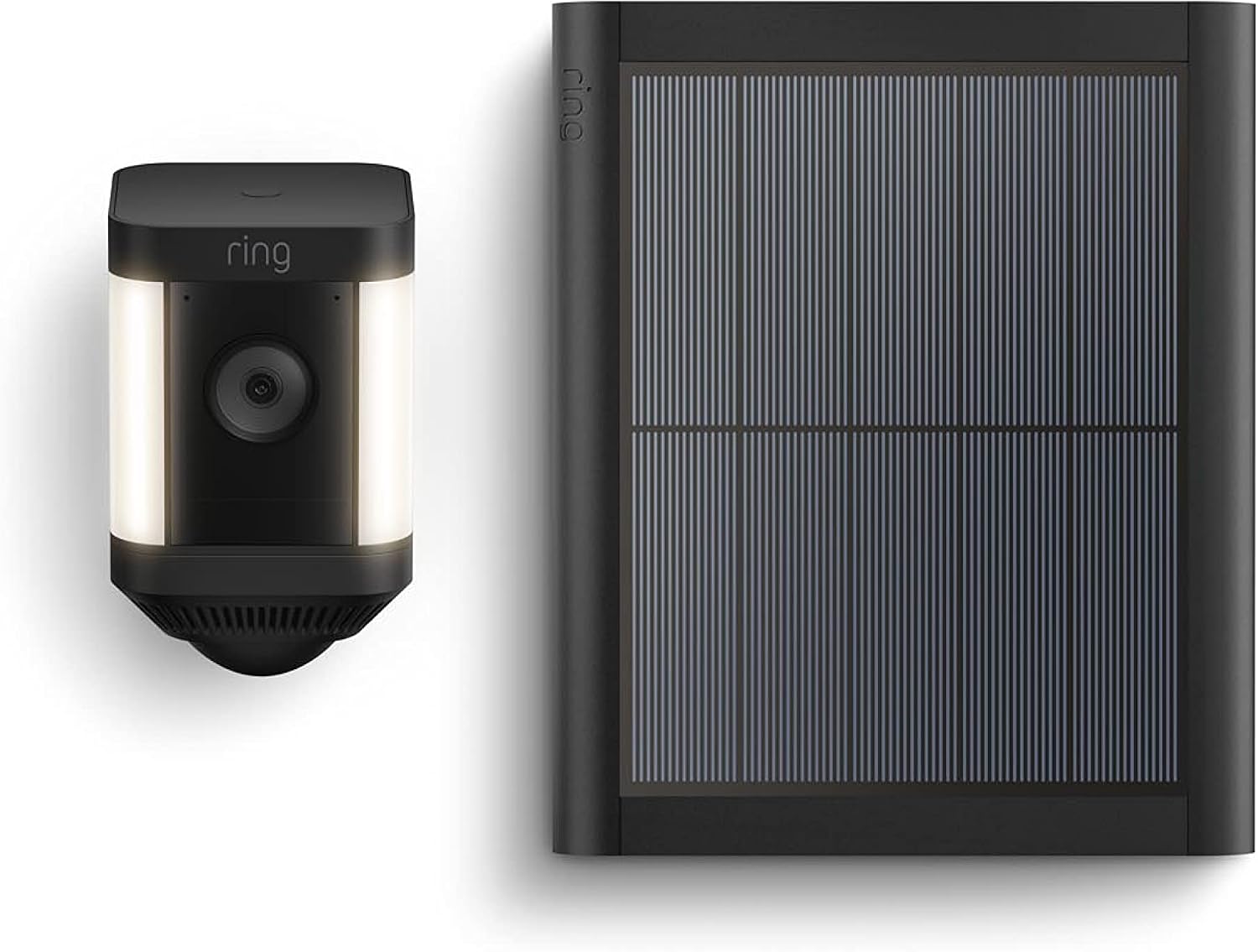Ring Spotlight Cam Plus, Solar | Two-Way Talk, Color Night Vision, and Security Siren (2022 release) - Black