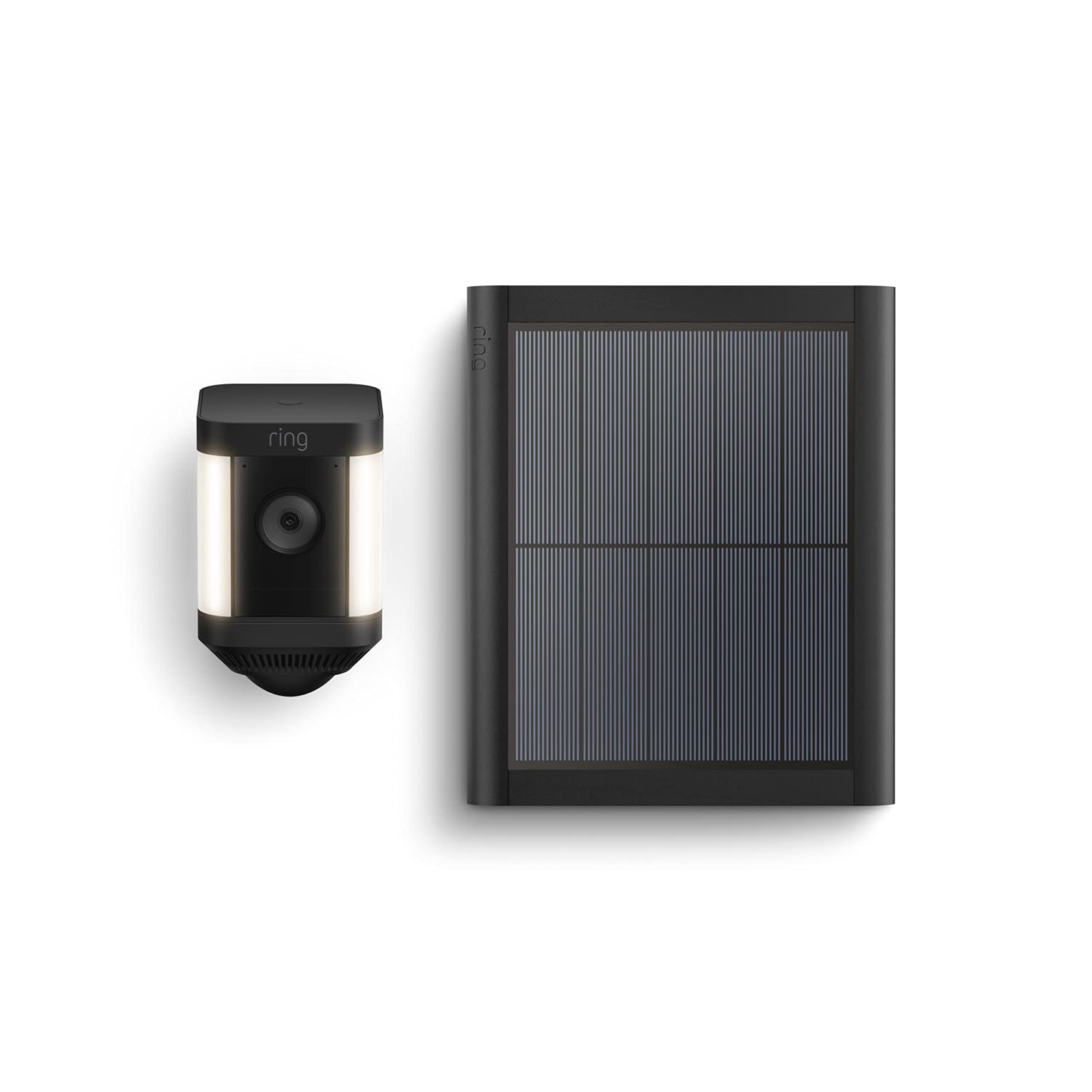Ring Spotlight Cam Plus, Solar | Two-Way Talk, Colour Night Vision, and Security Siren (2022 release) - Black