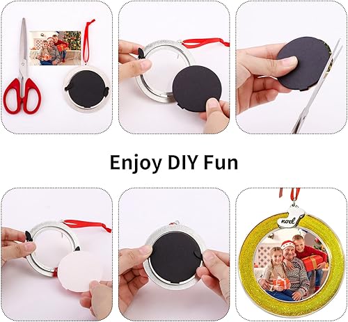 Miniatura 3 de Fovths 4 piezas de marcos de fotos de Navidad, regalos de Navidad, colgante de marco de fotos con árbol de Navidad, copo de nieve, corazón amoroso y