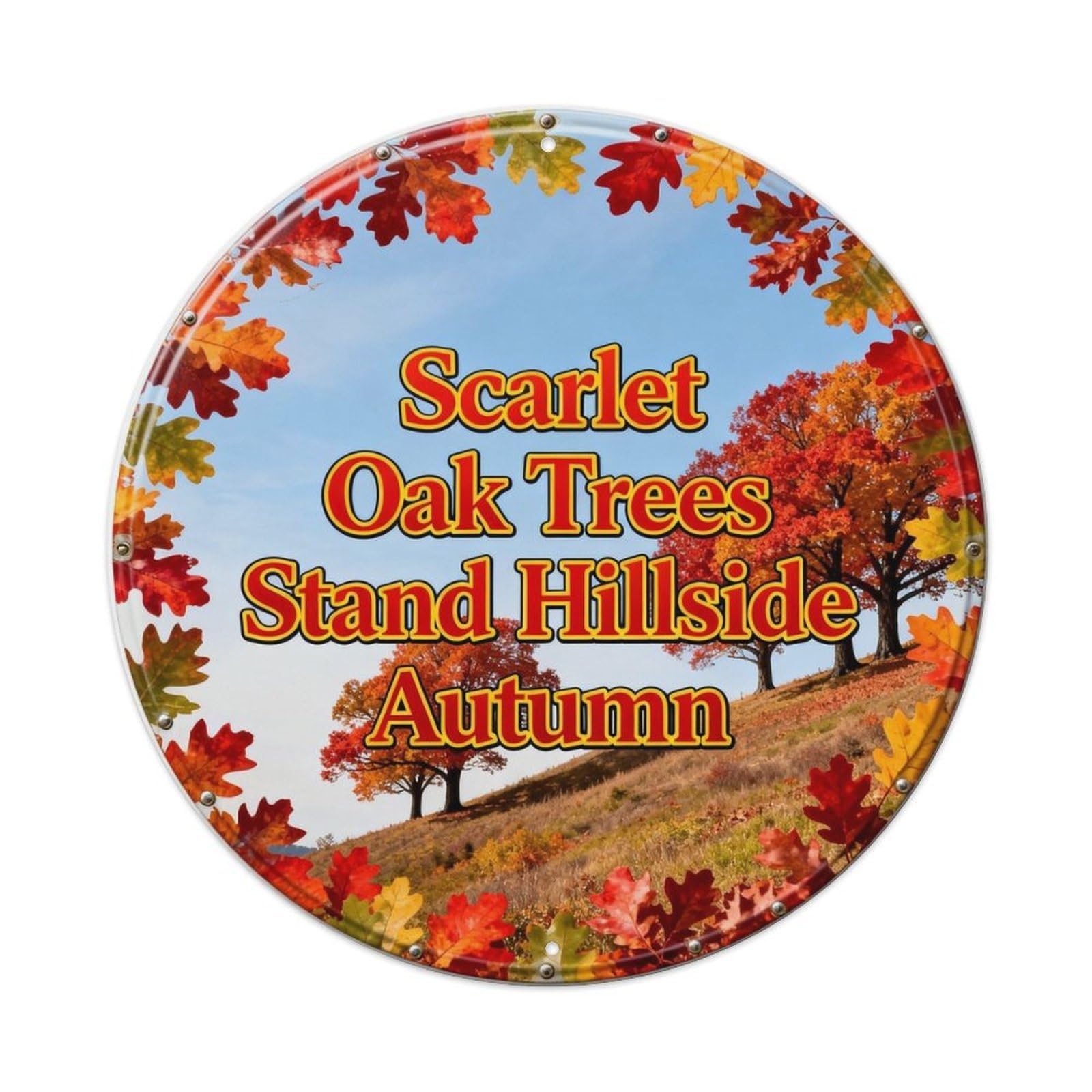 Wheat Stalk Dried Poppy Autumn Wreath Metal Tin Sign Plaque