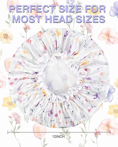 Miniatura 2 de Auban Gorros de ducha, gorro de ducha impermeable para mujer, de pelo largo, doble capa, reutilizable, con forro de PEVA suave y cómodo, no se