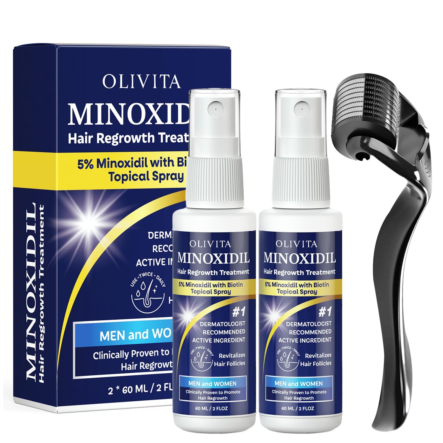 5% Minoxidil for Men and Women Hair Growth Spray kit, Hair Loss Treatment