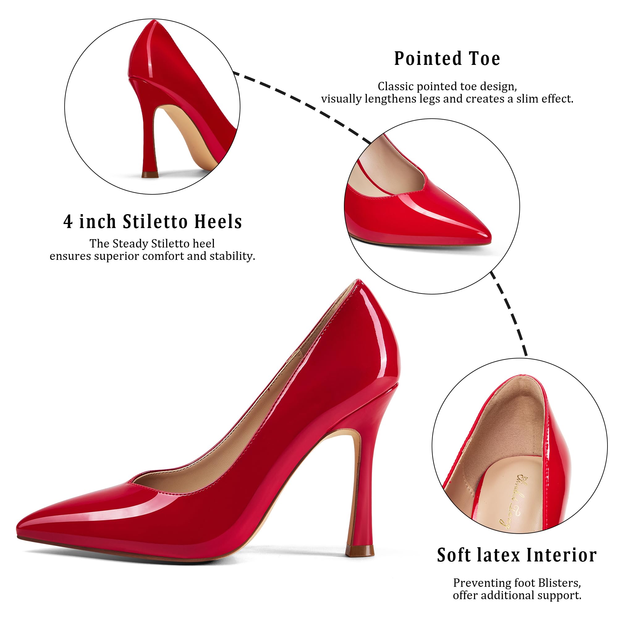 Zhabtuc Décolleté Donna Punta Chiusa Tacco 10 cm Stiletto Scarpe da Cerimonia