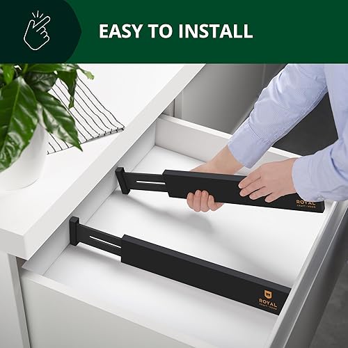 Miniatura 3 de Separadores de cajones de bambú ajustables y expansibles para cocina, vestidor, dormitorio, baño y oficina, paquete de 4 (hasta 22 pulgadas, negro)