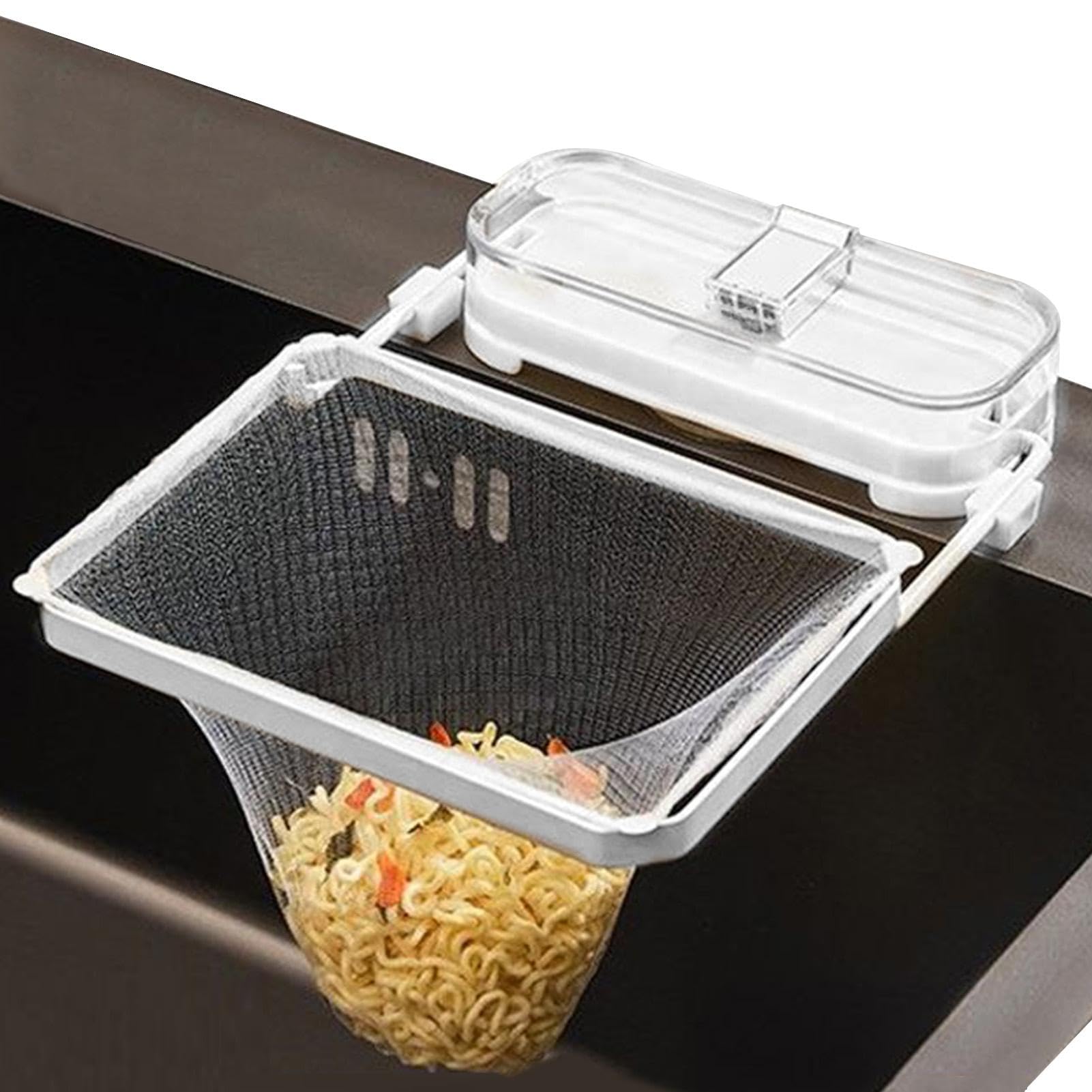 Kitchen Suction Cup Sink Strainer, Hanging Sink Drain Strainer Holder Sink Corner Drain Strainer Rack With 50 Filter Mesh Bags Sink Drain Strainer Basket For Food Waste