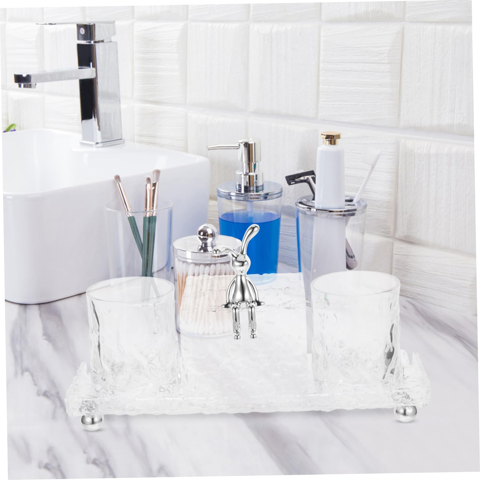 Alipis 1 Ensemble Porte-Brosse à Dents Hygiène Salle De Bains Bouche Présentoir De Salle De Bain Organisateur De Pinceaux De Maquillage Support De Dentifrice Brosse à Dents Acrylique