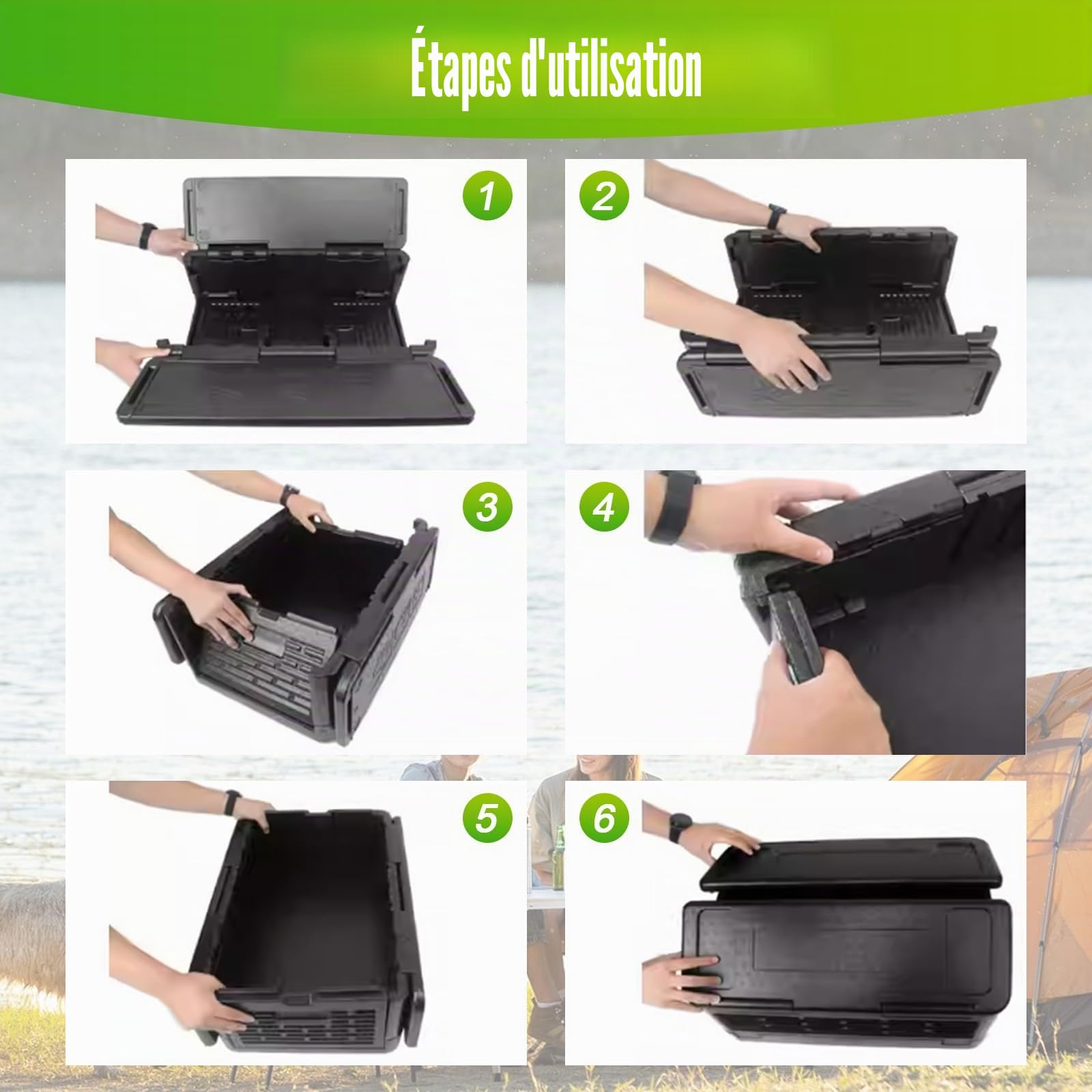Boîte Isotherme Pliable, Boite Thermique avec Couvercle Intégré, Multifonction Glaciere Isotherme pour Camping, Pique-niques, Transport des Aliments