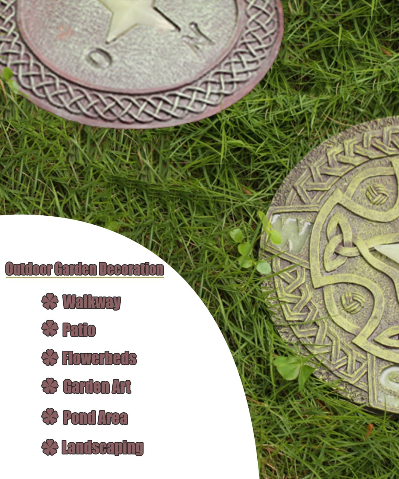 Peldaños Decorativos para Jardin 2 Piezas Brújula Luminosa Piedra para Escalones Al Aire Libre, Hermosa Piedra Decorativa para Césped / jardín, Kits de Adoquines Redondos para Porches Pasillos Patio