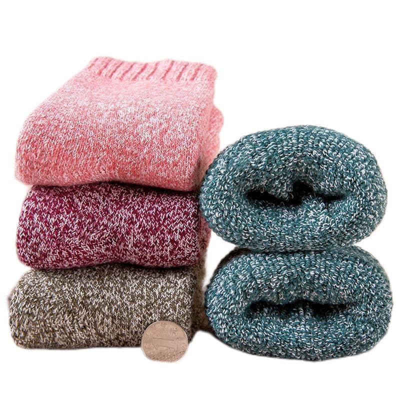 Supercap 5 Pack Thick Socks For Womens, Wool Socks Thermal Knit Cozy Socks, Soft Crew Socks Hiking Boot Warm Winter Socks