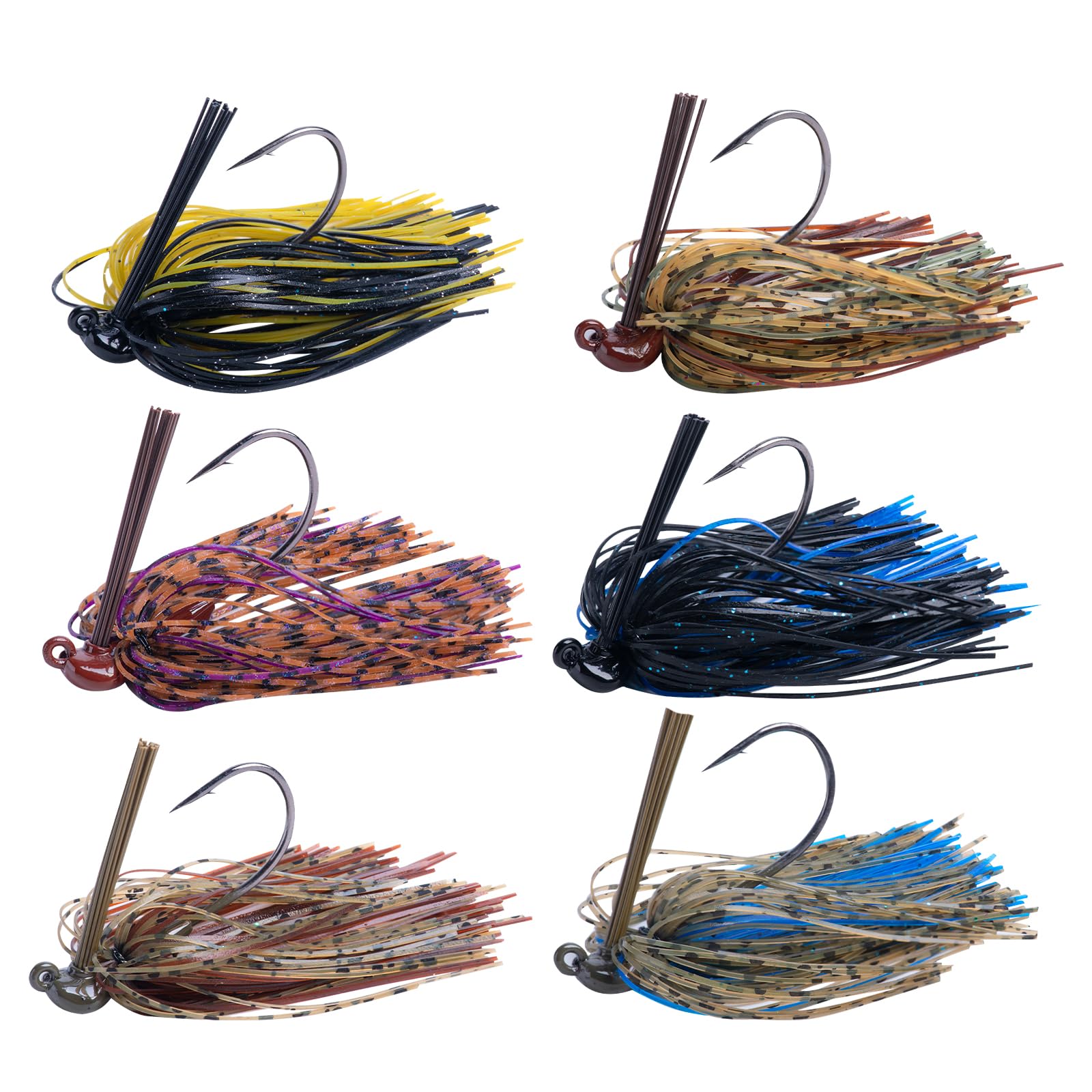 UNYLE Tungsten Swim Jigs for Bass Fishing, 3/8oz, 6-Pack with Weed Guard, Silicone Skirts, Fishing Lure Jigs for Trout, Pike, Walleye : Sports & Outdoors
