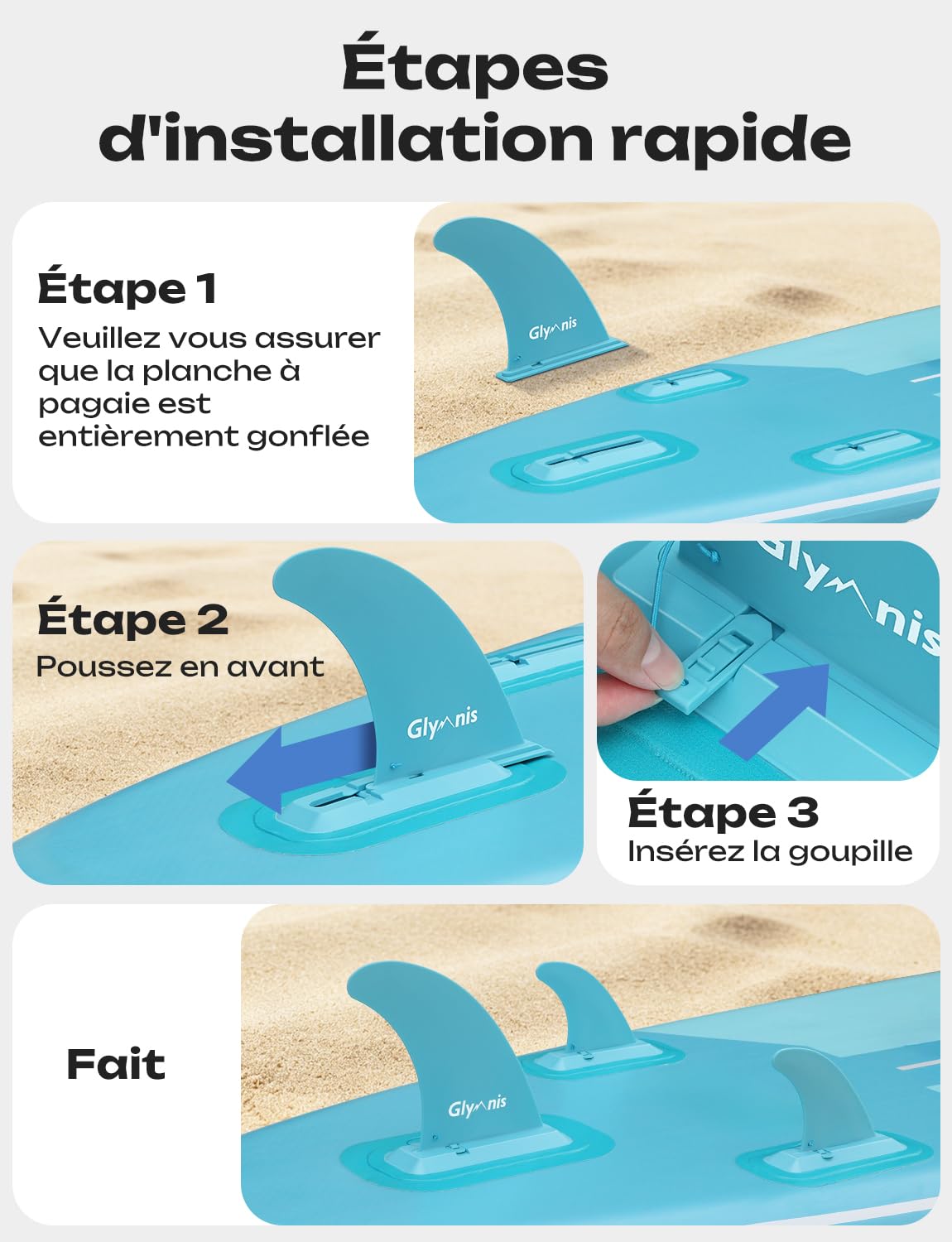 Glymnis Sup Board Stand Up Paddling Board Gonflable Stand Up Paddle Board Set 10'6 "320x80x15cm 6 Pouces d'épaisseur avec Pompe à air à pagaie en Aluminium et Accessoires complets