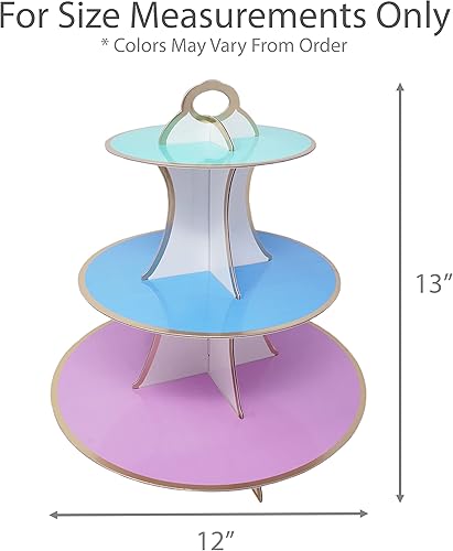 Miniatura 5 de Bandeja decorativa para postres y magdalenas de 3 niveles para cumpleaños y todas las fiestas temáticas y eventos, 2 torres de servir por paquete