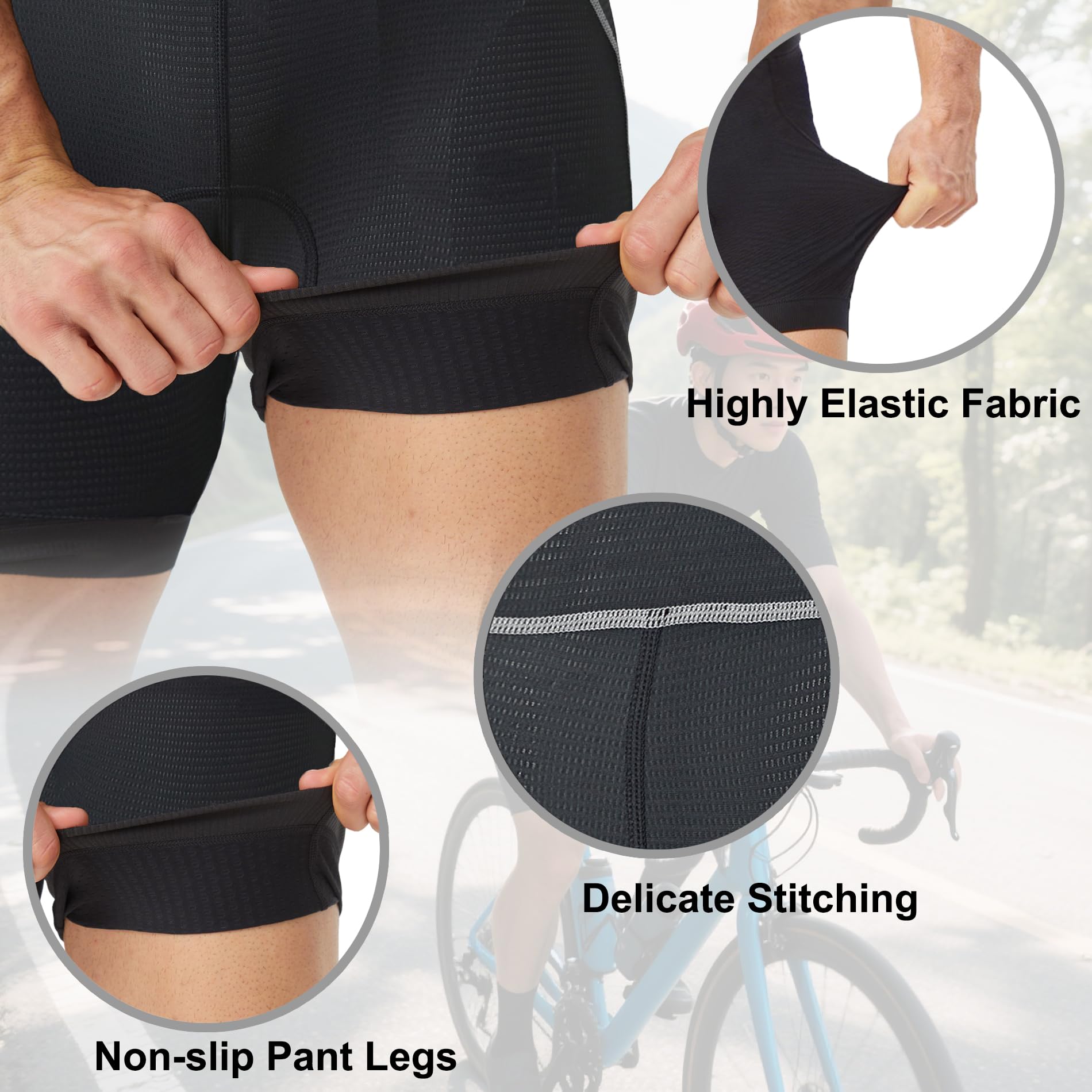 Culotte Ciclismo Hombre Acolchado Bicicleta MTB Pantalon Ciclista para Ropa Secado Rápido Alta Elasticidad