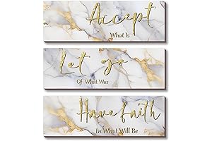 ONIZHITY White and Gold Bathroom Decor White and Gold Wall Decor Marble Style