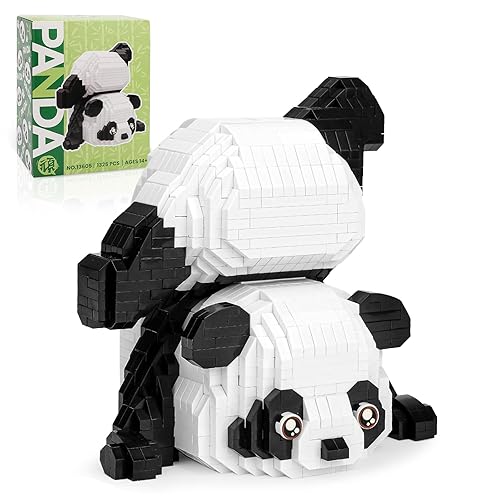 Cute Panda Mini Building Blocks Sets for Goodie Bags, Not Compatible with Lego Animals, 1325 PCS Micro Mini Building Toy Bricks for Adults, Party Favors for Boys Girls 14+ - Panda-a