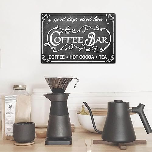 Miniatura 5 de Letrero vintage para barra de café, accesorios de barra de té y cacao caliente, cartel de metal de 8 x 12 pulgadas
