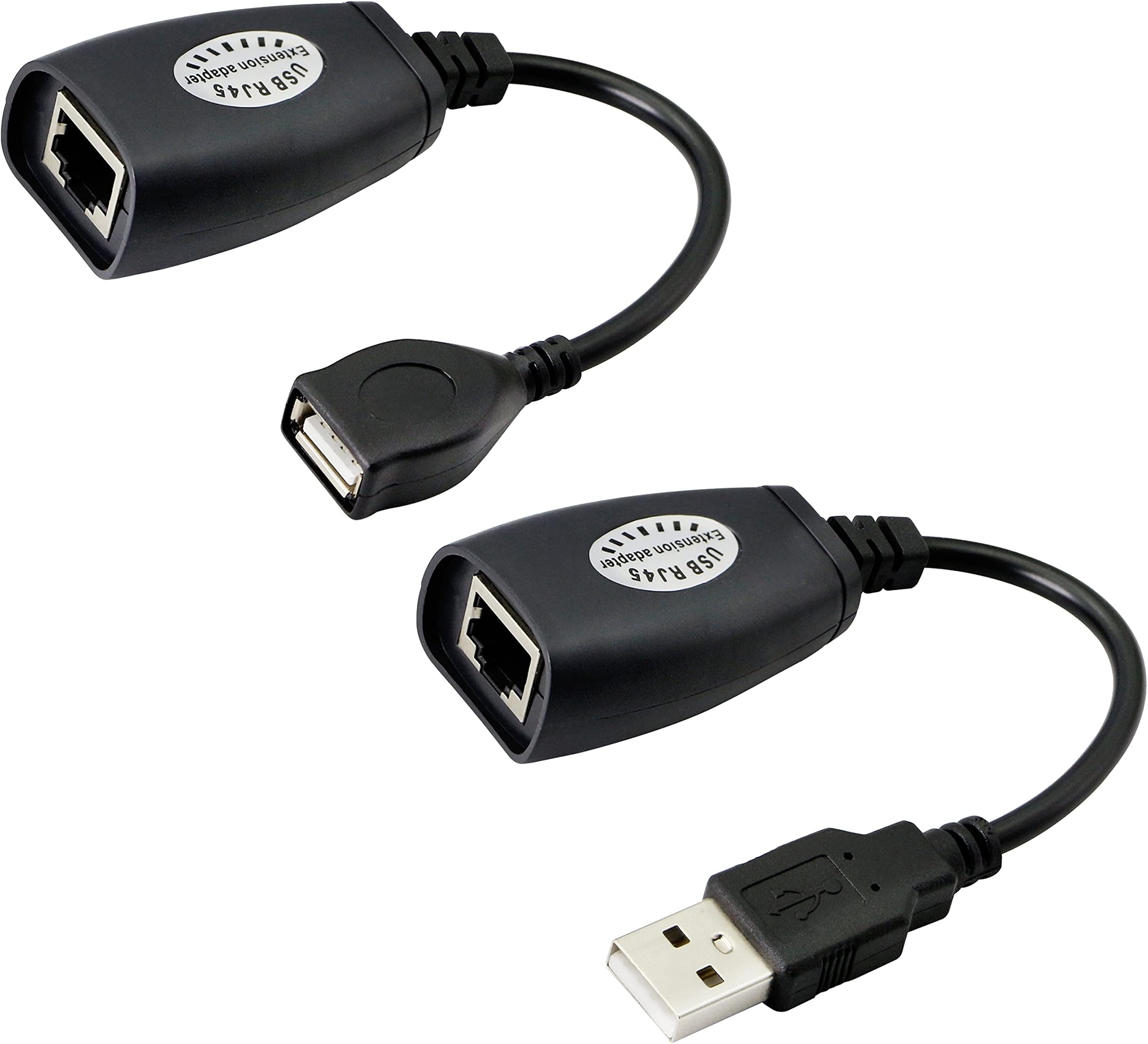 GELRHONR 2Pack USB 2.0 to RJ45 Ethernet Extender Adapter Cable,Over Cat5/Cat5e /Cat6 Cable for Printer Mouse Keyboard-Black