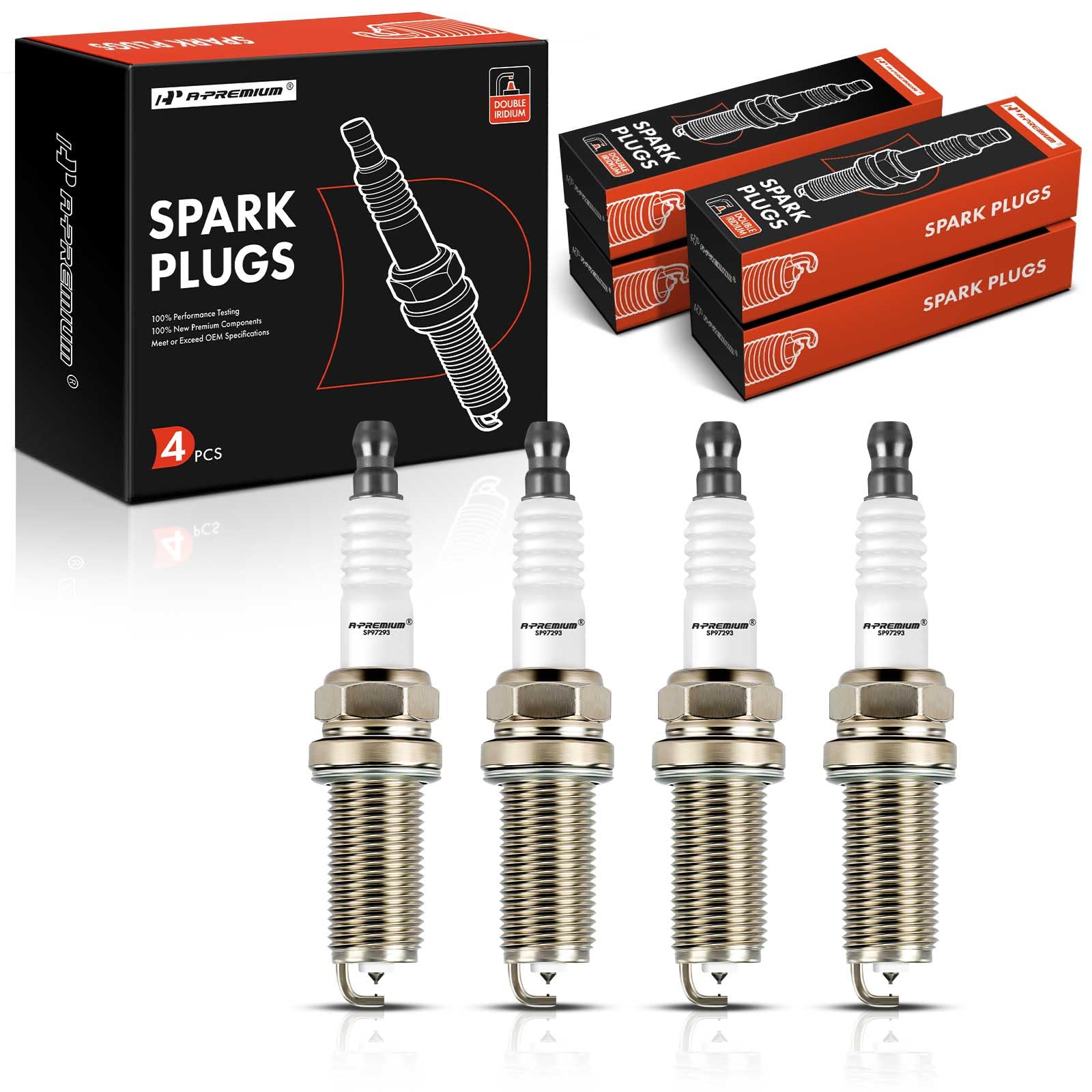 A-Premium Double Iridium Spark Plugs Compatible with Toyota Tacoma 2016-2020 & Hyundai Genesis Coupe 2010-2012, 2.0L 2.7L, Pack of 4, Replace# DILFR6D8D-picture-24