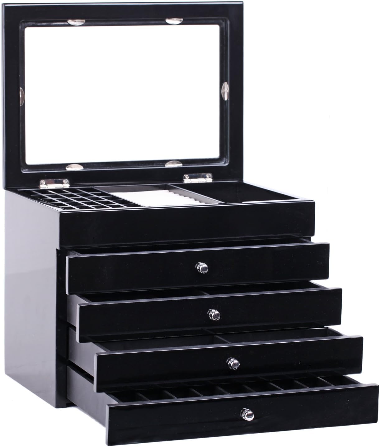 Rowling Jewellery cabinet Box Bracelet Organizer 4 Layers Glass Top 4