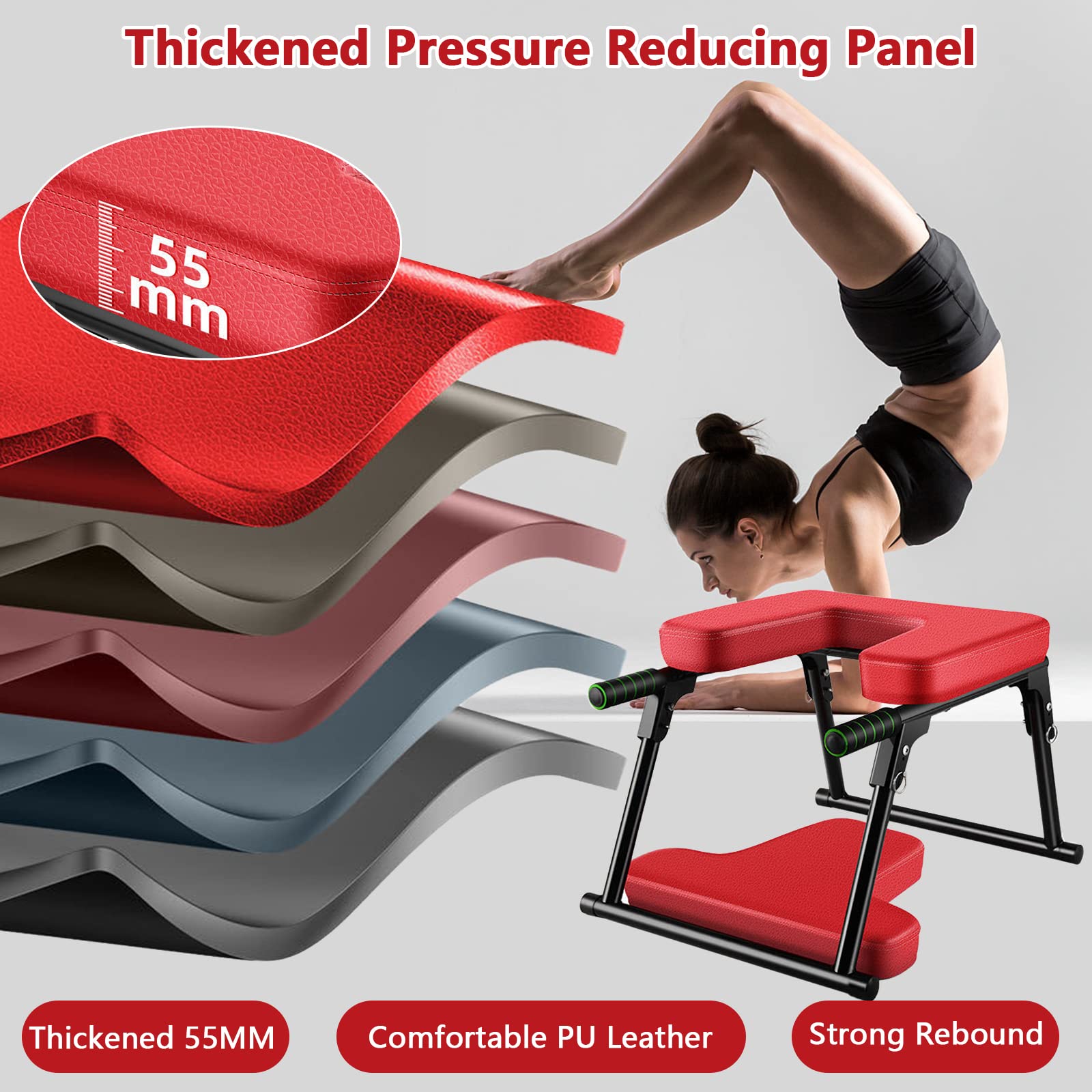 Yoga Sgabello Testa, Sgabello Pieghevole Per Posizione Testa Yoga Per Casa Palestra Cuscino In Acciaio Accessori Yoga Accessori Per Fitness Con Banda Elastica Yoga 200kg Capacità Carico Fitness Relax