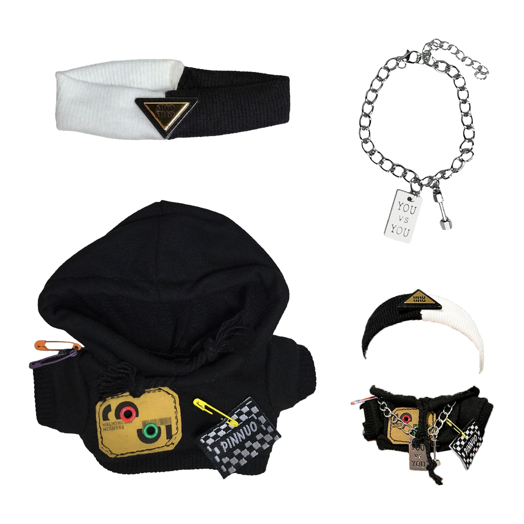 17cm Doll Clothes Set-Adorable Outfits for Dolls-Stylish Accessaries Clothes Dress-Up-Replaceable Clothing Collections, Includes Sweater, Headband,