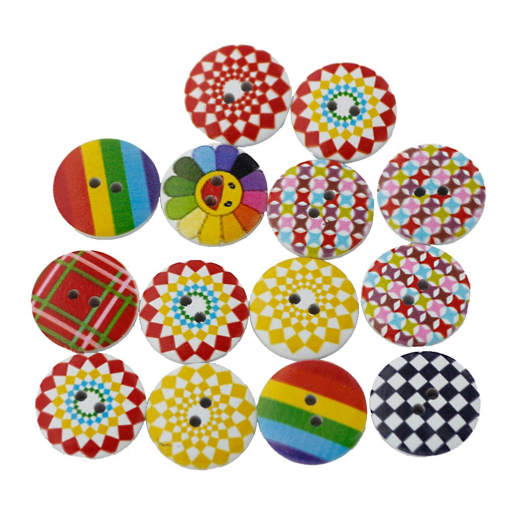 50Pcs Rotonda Tasti di Legno 15mm Cucito Scrapbook