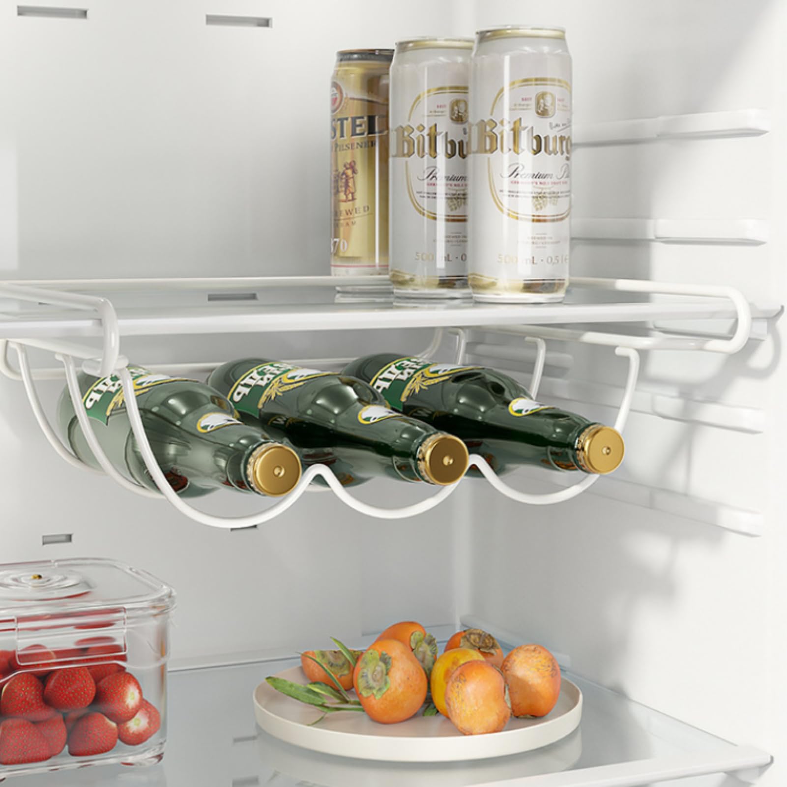 Botellero para frigorífico, Soporte para Botellas de Vino, botellero para frigorífico con Capacidad para 3 Botellas, botellero para Armario Interior, despensa para frigorífico