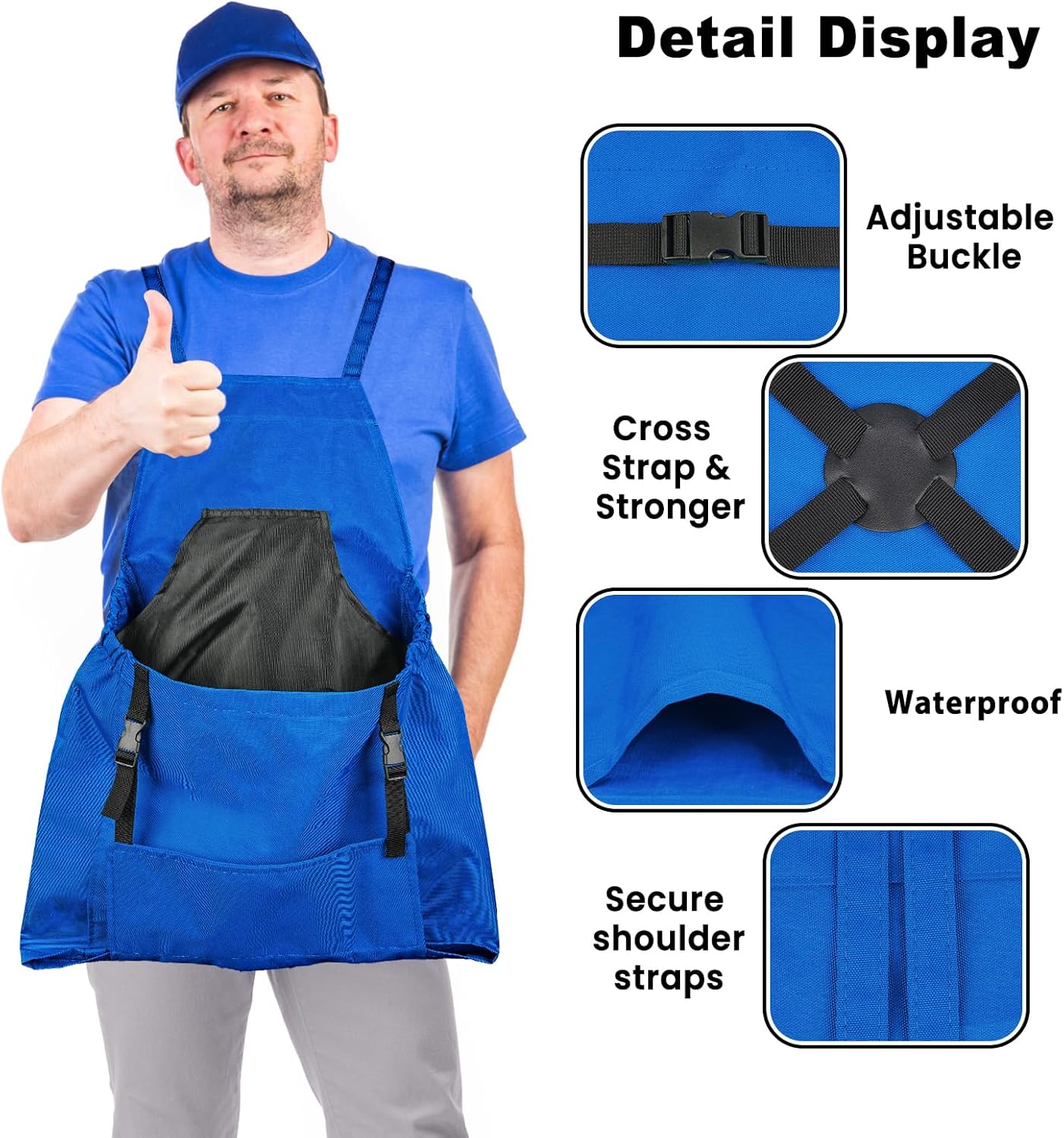 Gardening Apron, Garden Apron with Quick Release Pockets,Water Resistant Oxford with Adjustment Cross Strap,Farm Work - Image 3