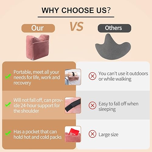 Miniatura 4 de Almohada de cirugía de hombro con bolsillo, almohada de hombro para aliviar el dolor, almohada de puño rotador para dormir de lado, almohada de