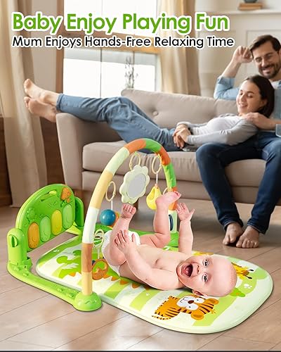 Miniatura 4 de dearlomum Tapete de juego para bebé, divertido piano con 5 juguetes sensoriales para bebés, música y luces, regalos para niños y niñas de 0 a 3, 6,