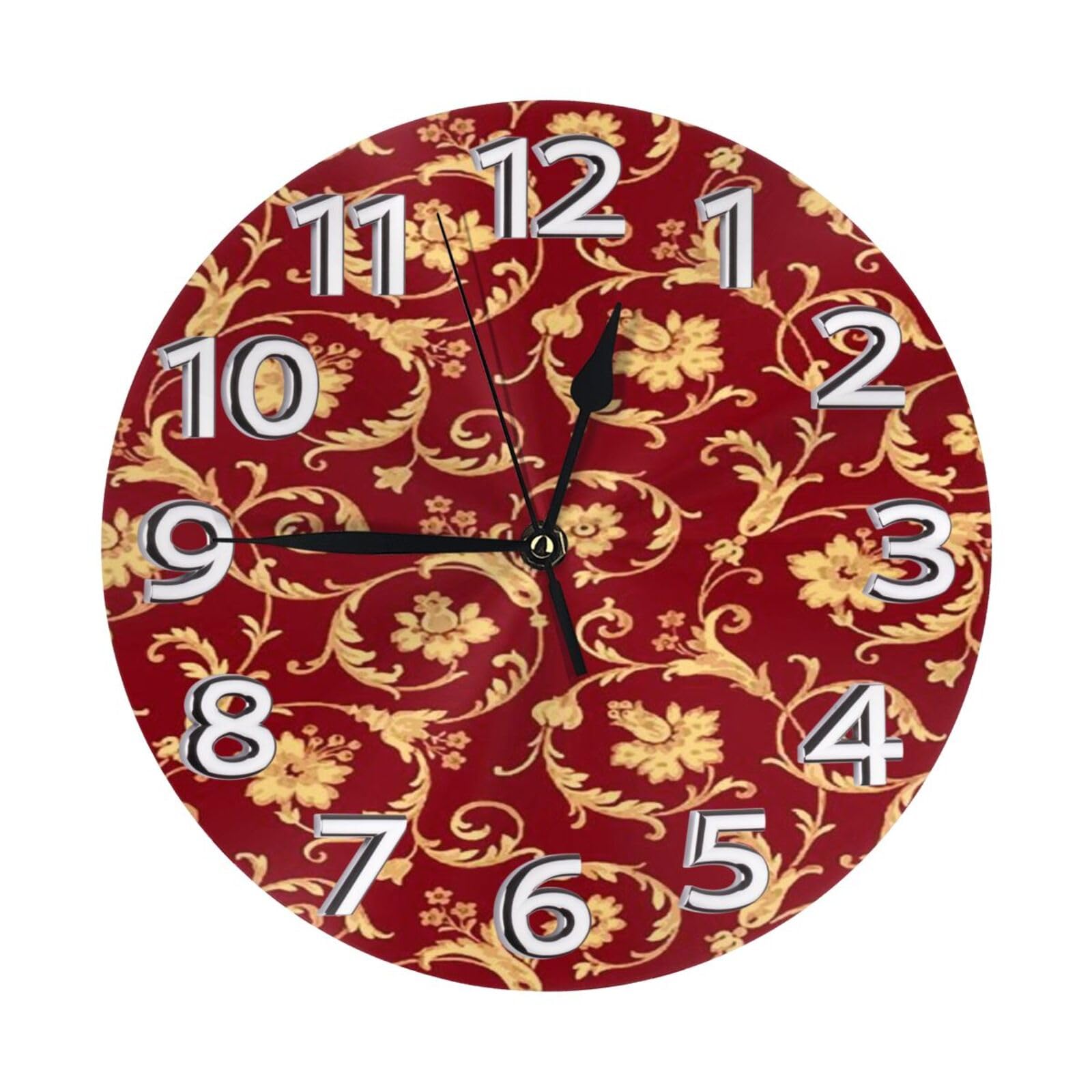 Horloge à quartz silencieuse bordeaux antique pour un salon apaisant