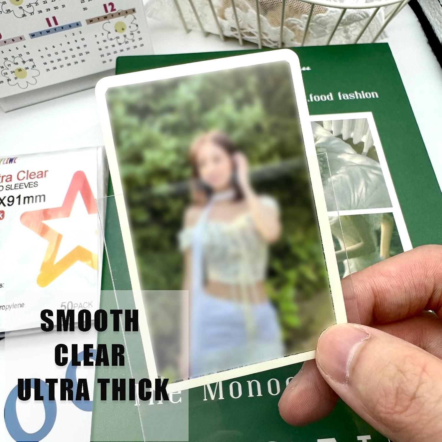 200 Pcs Neffliwe Photocard Sleeves Clear Thick Card Sleeves for Trading Cards K-pop Album Photocards PVC and Acid Free (66x91mm)