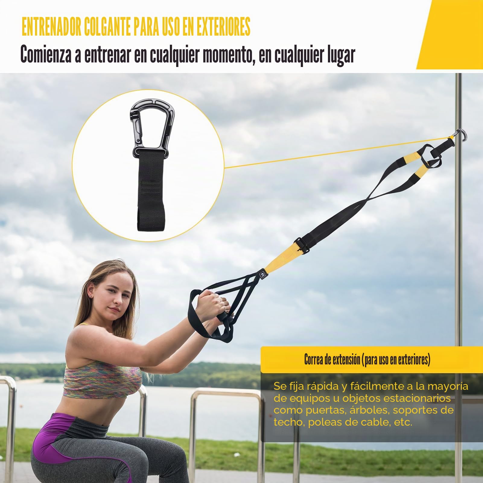 Sling Trainer Sistema de entrenamiento en suspensión para todo el cuerpo Correas de fitness portátiles Bandas de ejercicio de alta resistencia para gimnasio en casa