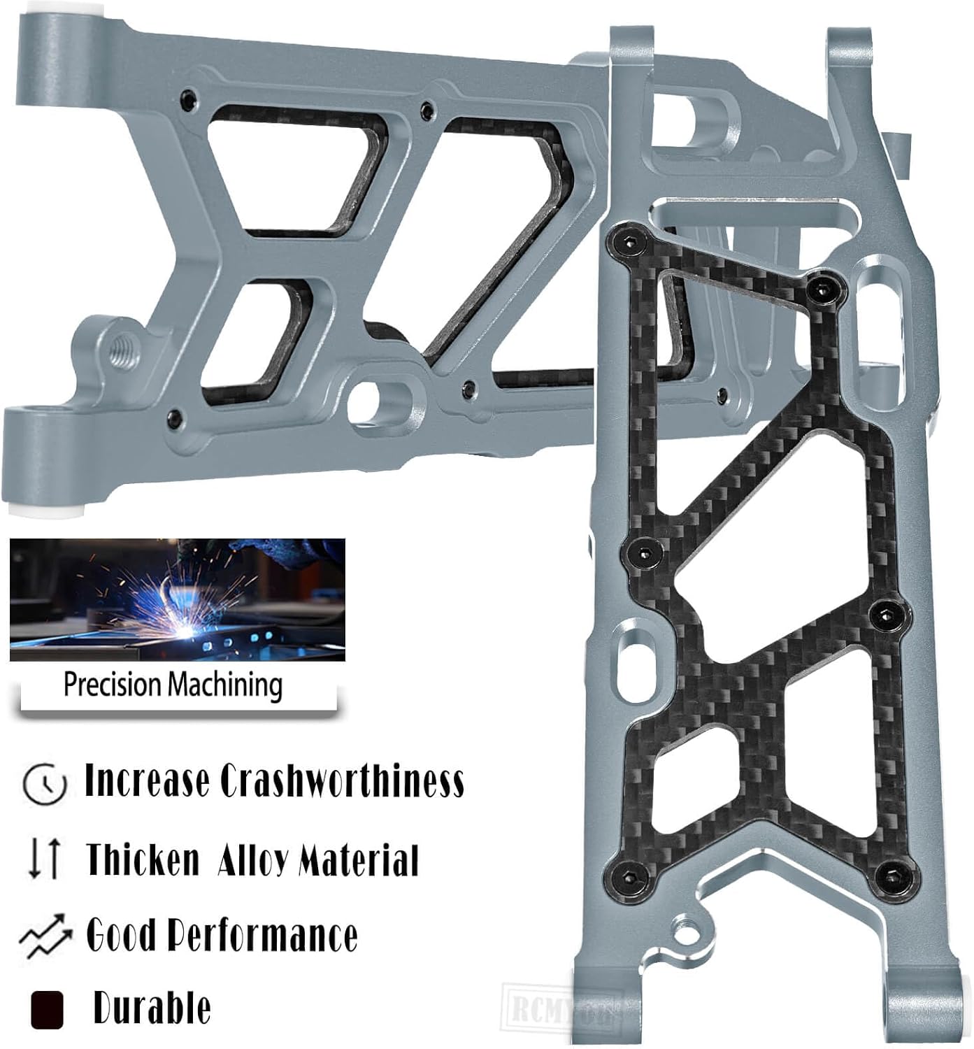 Aluminum Rear Suspension A Arms Upgrades Part for Arrma 1/8 Kraton 6S BLX,Outcast 6S BLX,Notorious 6S BLX,Talion 6S BLX,Rear Suspension A-Arms Hops up,Titanium