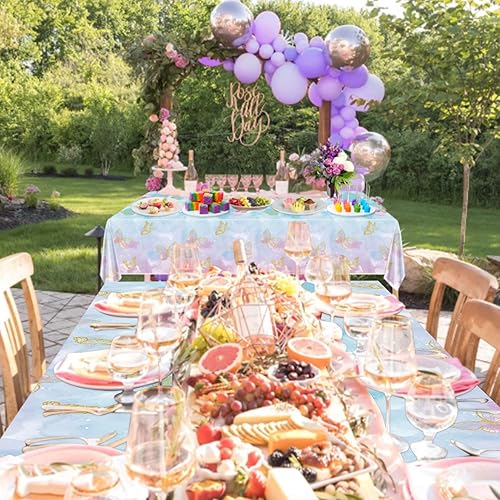 Miniatura 5 de 4 manteles de fiesta de mariposas, mantel de decoración de cumpleaños de mariposa, manteles rectangulares coloridos con diseño de mariposa para