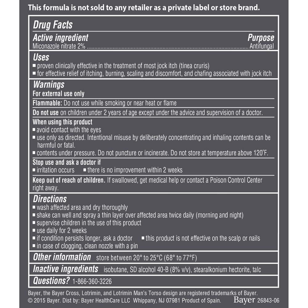 Lotrimin AF Jock Itch Antifungal Powder Spray, Miconazole Nitrate 2