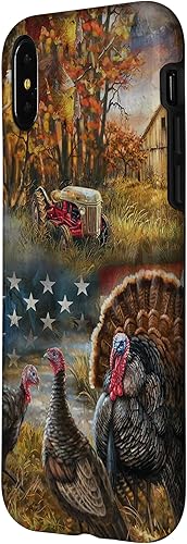 Miniatura 8 de iPhone 13 Hermosa caza de pavos salvajes Camo American Flag Case