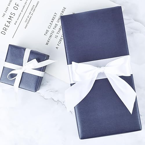 Miniatura 3 de NESCCI Papel de regalo mate azul oscuro, papel de brillo perlado de color sólido, papel de regalo perfecto para bodas, día de San Valentín,